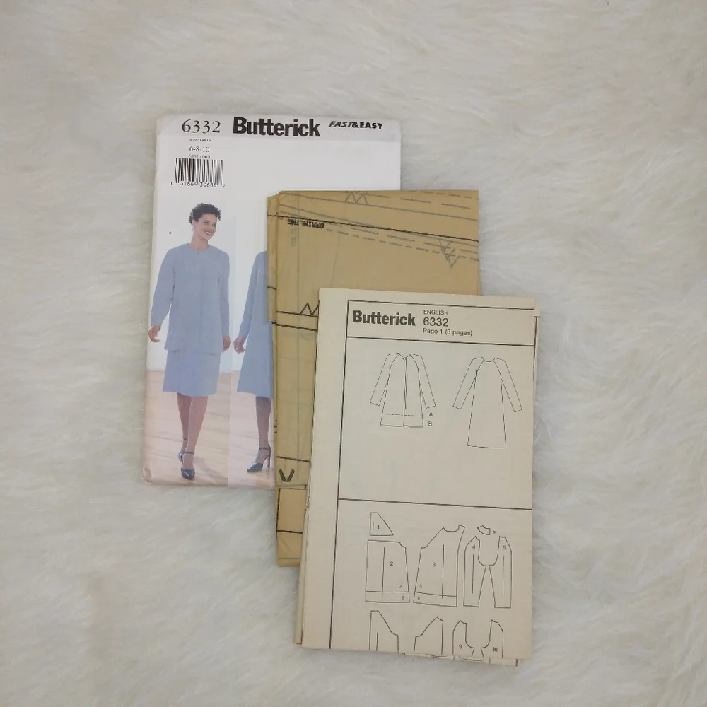 Butterick 6332 Fast & Easy Dress & Jacket Size 6-8-10
